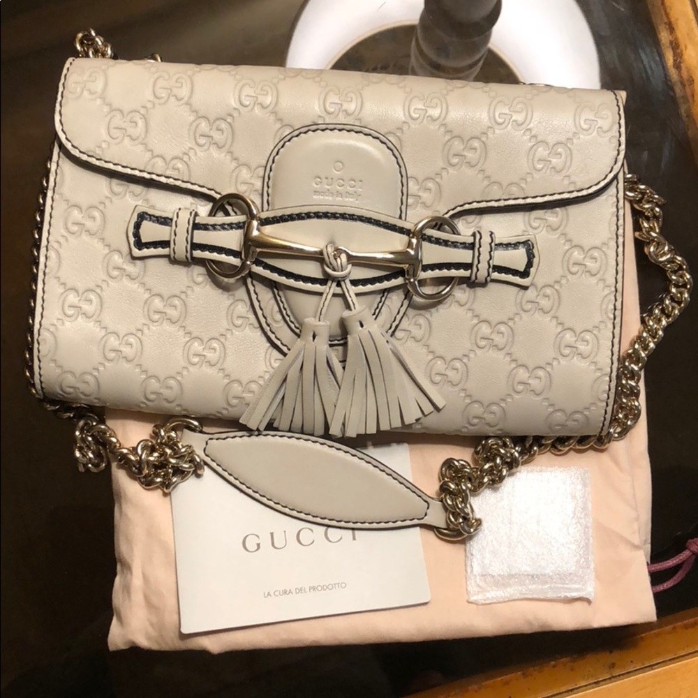 Authentic grey Gucci Guccissima Emily